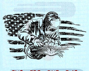 American Welder SVG, Welding USA Flag Svg, Welder Svg, Welding Clipart