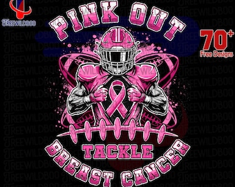 Fußball Pink Out PNG, Brustkrebs-Bewusstsein PNG, Tackle Krebs PNG, Pink Ribbon Spieltag Sublimation, Football Mom Shirt Design