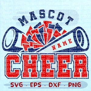 Cheerleader SVG, Cheer Svg, Cheer Mom SVG, Pom Poms Megaphone Clipart, Cheer Team Template PNG, Cheer Mom Svg