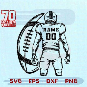 Football Player SVG, Custom Football Name SVG, Football Silhouette PNG, Football Team Shirt Design, Football Mom svg Cricut Cut File