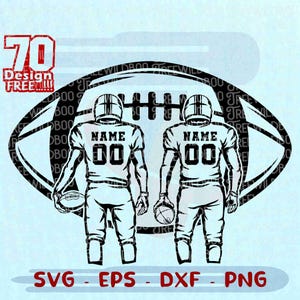 Customizable Football Player SVG, Two Football Players SVG, Layered Personalized Football svg, Custom Name Football PNG for Cricut