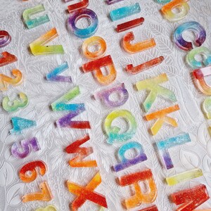 Rainbow glitter resin alphabet. Upper&lowercase /magnets available