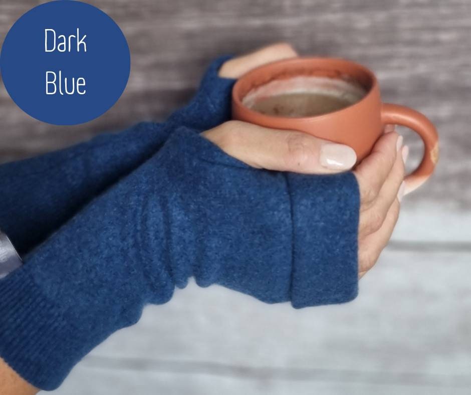 Luxurious Recycled Pure Cashmere Fingerless Gloves/ Wrist Warmers With