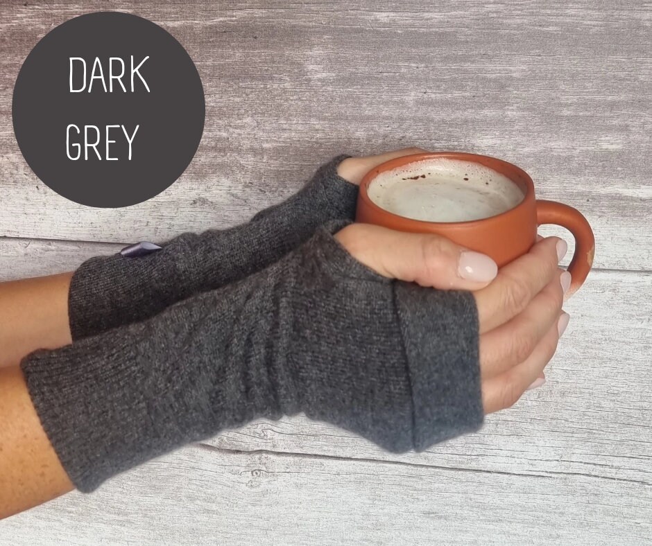 Luxurious Recycled Pure Cashmere Fingerless Gloves/ Wrist Warmers With