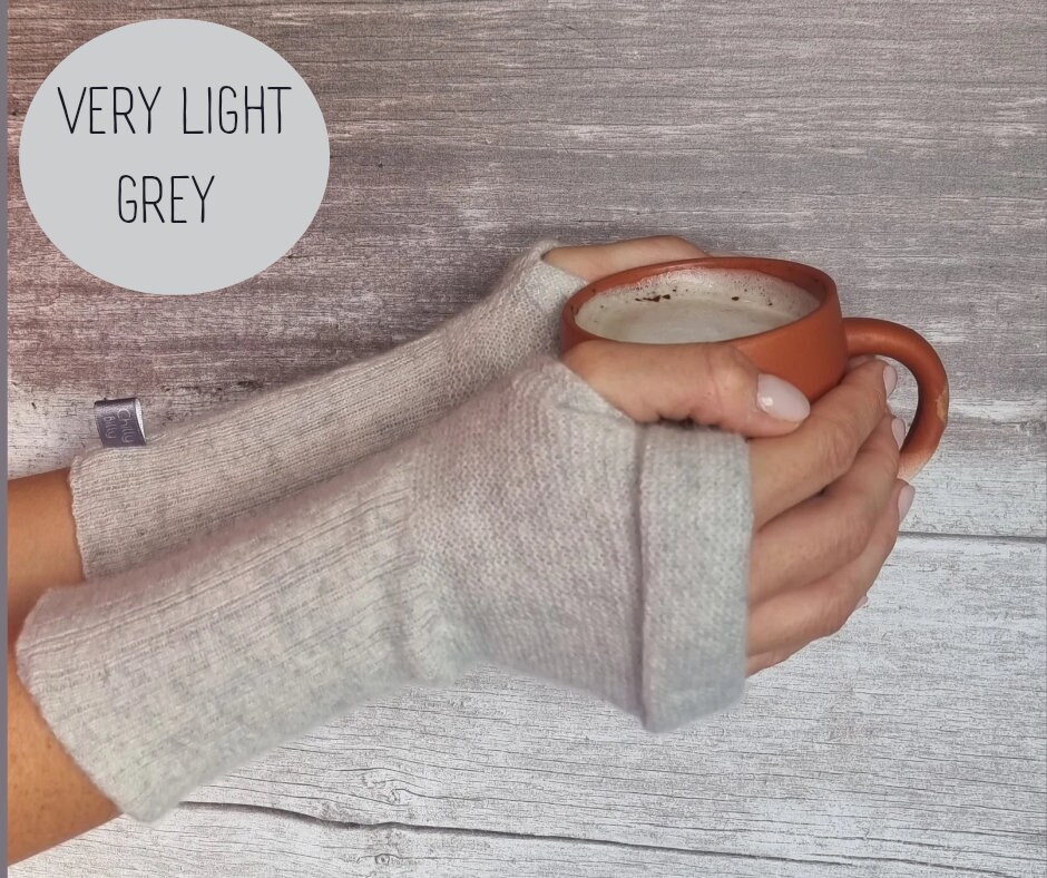 Luxurious Recycled Pure Cashmere Fingerless Gloves/ Wrist Warmers With