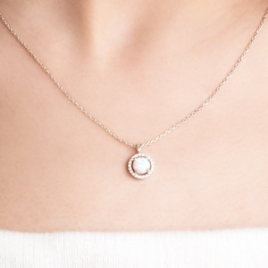 Genuine White Opal Necklace, October Birthstone Pendant, Opal Jewelry, Dainty Opal Necklace, Natural Stone Opal Necklace, Opal Disc Necklace