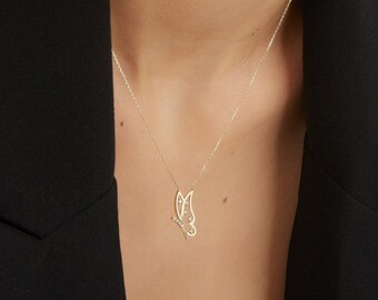 Handmade Diamond Dragonfly Necklace: Sterling Silver or Gold