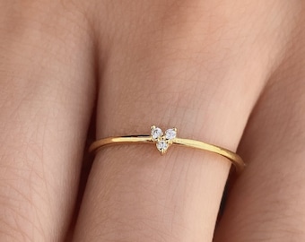 14K Solid Gold Tiny Heart Ring, Petite Heart Ring, Gold Stackable Ring, Minimalist Jewelry, Dainty Heart Ring, Promise Ring For Her