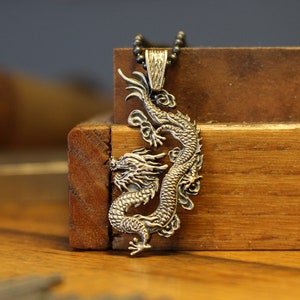 Chinese Dragon Necklace, Silver Chinese Mythology Necklace For Man, Men Fantasy Necklace, Dragon Jewelry, Handmade Necklace, Asian Jewelry
