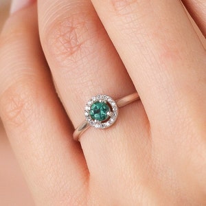 Massiver 14k Gold Grüner Topas Ring: Zierlicher CZ Versprechensring