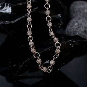 Einzigartige Herren Halskette, Sterling Silber Perlen Kettenhalskette, Geschenk für Mann, Herren Silberschmuck, Gliederkette Halskette, cooles Geschenk für ihn