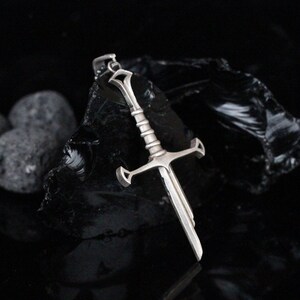Sterling Silver Broken Sword Necklace: Fantasy Elven Jewelry