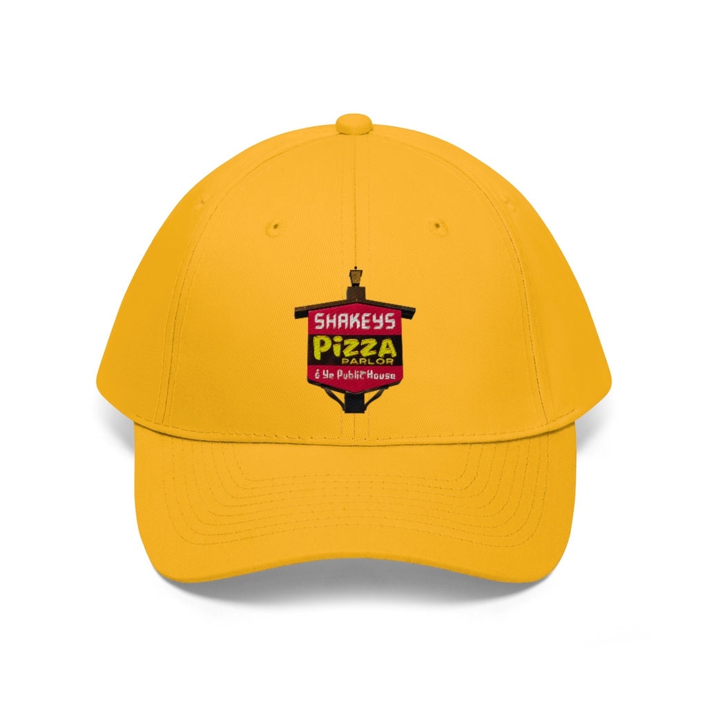 Discover Realistic Rendering of Classic 70s Shakey&x27;s Pizza Parlor Marquee Cap Unisex Twill Hat Embroidery