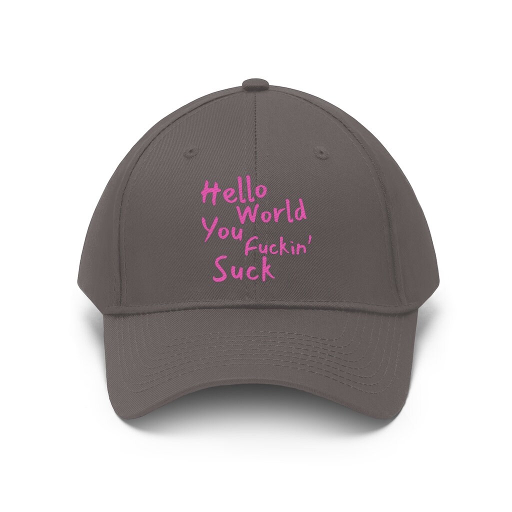 Pink comic text lyric papercuts mgk Cap , Unisex Twill Hat Embroidery