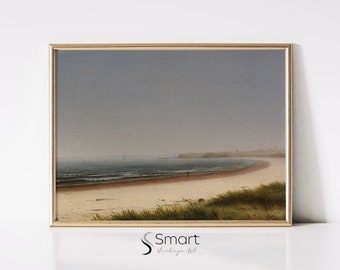 Moody Seascape Vintage Painting: Coastal Beach Art (Digital Download)