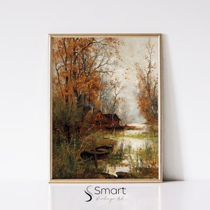 Autumn Landscape Printable Art,Fall Wall Art Print,Vintage Fall Landscape Painting,Autumn Tree Print,Vintage Autumn Landscape Art Print,136