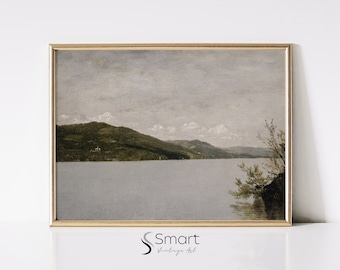 Vintage See Gemälde Druck: Mutige Landschaft Wandkunst (Digitaler Download)