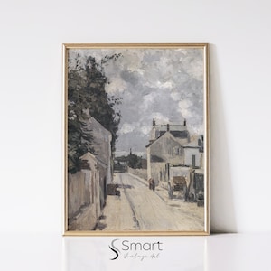 European Village Print,French Village Landscape Wall Art Vintage,Cityscape Painting Print Wall Decor,Country Landscape Printable Wall Art,90