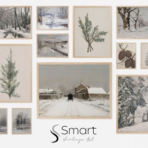 Winter Wall Art Set,Winter Gallery Wall Prints,Christmas Printable Gallery Wall Art,Gallery Wall Set of 12,Christmas Gallery Wall Art Prints