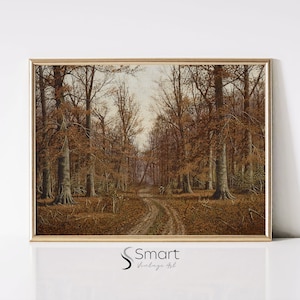Autumn Landscape Oil Painting,Fall Trees Print,Forest Landscape Painting,Warm Tone Print,Fall Wall Art Printable,Autumn Decor Art Print,131