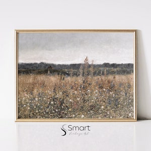 Wildflower Field Landscape Oil Painting,Floral Landscape Art Print,Printable Flower Painting,Country Field Wildflowers Wall Art Printable,71