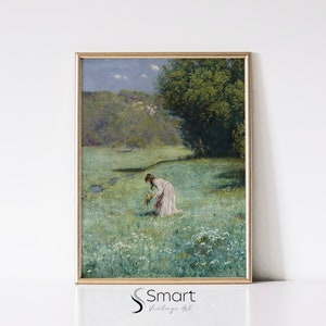 Spring Landscape Print,Flower Field Wall Art,Spring Wall Art Printable,Wildflower Field Landscape Oil Painting,Meadow Oil Painting Print,178