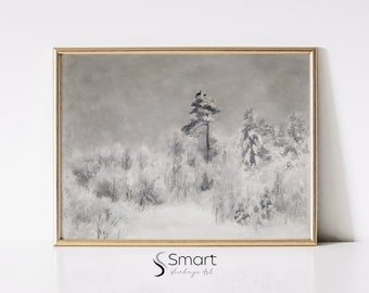 Winter Forest Art Print,Snowy Landscape Painting,Vintage Winter Landscape Painting,Snowy Forest Wall Art,Snowy Winter Landscape Print,185