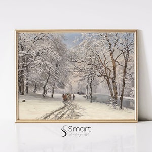 Winter Landscape Painting,Winter Forest Landscape Print,Winter Trees Print,Snowy Landscape Printable,Holiday Christmas Print Snowy Wall Art
