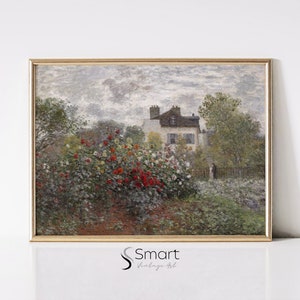 Vintage Cottage Print,Rose Garden Painting,Summer Landscape Printable,Farmhouse Summer Decor,Flower Garden Print,Vintage Print Download,68