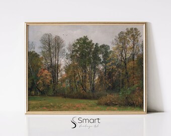 Vintage Autumn Forest Painting: Country Landscape Art (Digital Download)