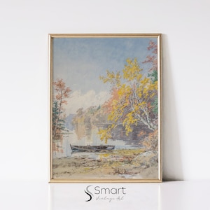 Herbst Aquarell Malerei, Vintage Aquarell Landschaft Malerei digitaler Download, Herbst Landschaft Malerei Kunst, Herbst Wand Kunst druckbare, 142