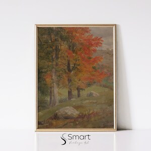 Autumn Vintage Painting,Fall Landscape Print,Autumn Landscape Print,Landscape Painting Printable,Fall Forest Print,Autumn Forest Painting,24