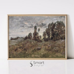 Countryside Landscape Painting,Moody Landscape Wall Art,Vintage Landscape Printable,Country Painting Print,Vintage Farmhouse Decor Print,172