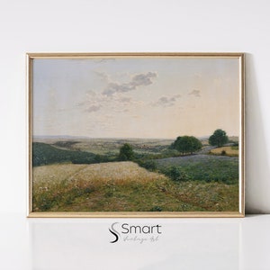 Country Field Print,Spring Printable Art Landscape,Wildflower Field Art,Meadow Landscape Painting,Wildflower Landscape Art Print Download,48