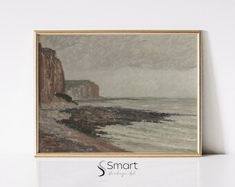 Vintage Seascape Painting: Muted Coastal Landscape Art (Digital Download)