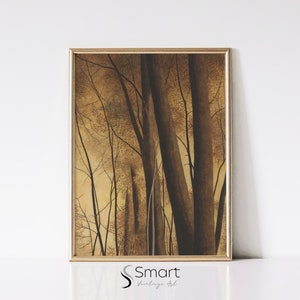 Autumn Woods Printable,Fall Landscape Painting,Vintage Autumn Landscape Wall Art,Forest Landscape Print,Warm Tone Print,Fall Wall Decor,148