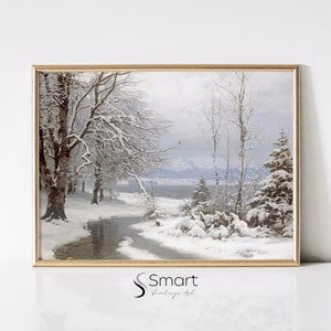 Winter Landscape Print,Winter Forest Painting,Snowy Trees Wall Art,Winter Wall Art Printable,Snowy Landscape Printable,Winter Trees Print