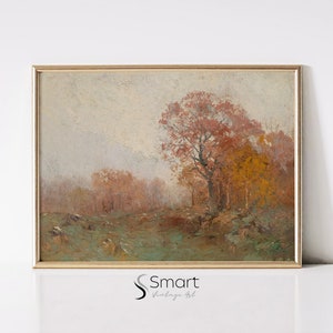 Fall Landscape Art Print,Autumn Trees Wall Art Print,Autumn Landscape Painting,Fall Wall Art Printable,Vintage Fall Landscape Painting,121