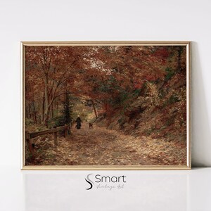 Autumn Forest Painting,Fall Landscape Printable Wall Art,Autumn Landscape Painting,Fall Forest Wall Art,Vintage Landscape Oil Painting,116