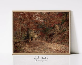Vintage Autumn Forest Oil Painting: Fall Landscape Wall Art (Digital Download)