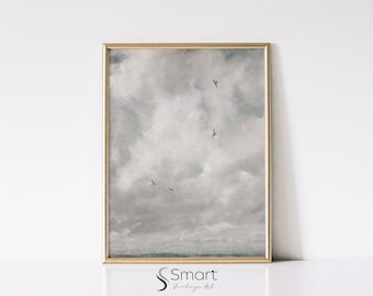 Vintage Cloud Study Art Print: Muted Sky Painting (Digital Download)