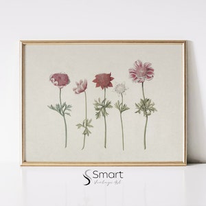 Vintage Flower Painting,Flower Drawing Print,Floral Sketch Print,Botanical Painting Art Print,Floral Painting Wall Art,Farmhouse Decor,127