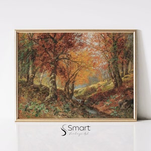 Fall Landscape Print,Autumn Landscape Painting,Fall Forest Wall Art,Autumn Trees Print,Vintage Fall Landscape Painting,Autumn Wall Art,118