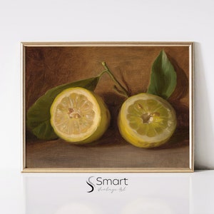 Vintage Kitchen Wall Decor Print,Kitchen Still Life Art Print,Still Life Painting for Kitchen,Lemon Print Wall Art,Lemon Botanical Print,145