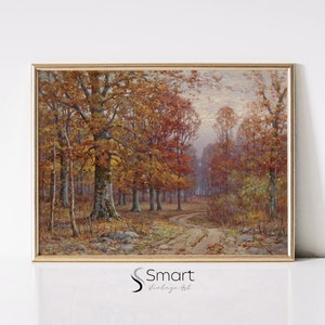 Fall Forest Painting,Autumn Forest Wall Art,Fall Landscape Painting,Autumn Trees Wall Art,Warm Tone Art Print,Vintage Fall Wall Decor,130