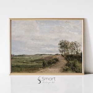 Country Road Painting,Vintage Printable Landscape Art,Country Landscape Art Print,Countryside Painting Print,Farmhouse Wall Art Printable,73