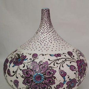 7.28&#39;&#39; (18.5 cm)  Handmade Turkish Ceramic  Tile Decor Fig Vase
