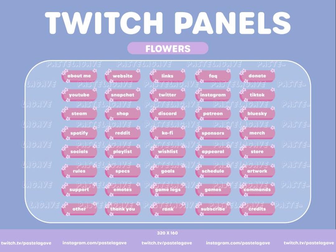 MEGA 40 Flower Twitch Panels Pack | Aesthetic Stream Panels ...