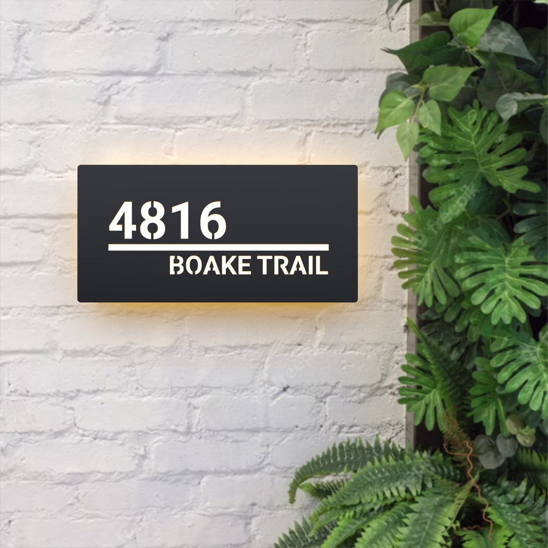 Diy Led House Number Sign,custom Modern House Plaque,outdoor Lighted