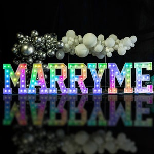 Marry Me Marquee Letters Sign, Led Lights Letters, Rgb Marquee Light, Multi Color Sign, Large Led Sign, Marquee Marry For Engagement Wedding Sign